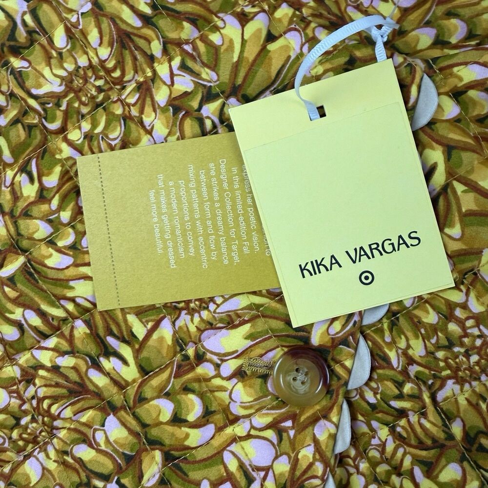 Kika Vargas x Target NEW 1X Yellow Gold Mum Floral Quilted Jacket Barrel Sleeve - Picture 7 of 14
